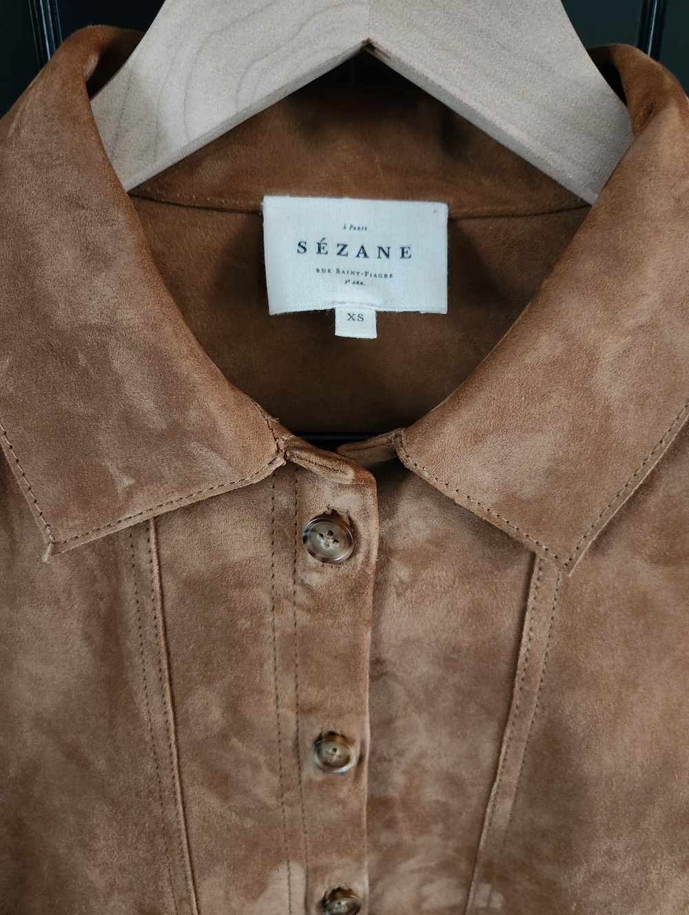 NWT SEZANE Will Jacket Chore Coat in Camel Suede Goat Leather - Sz XS - RARE! - Picture 8 of 10